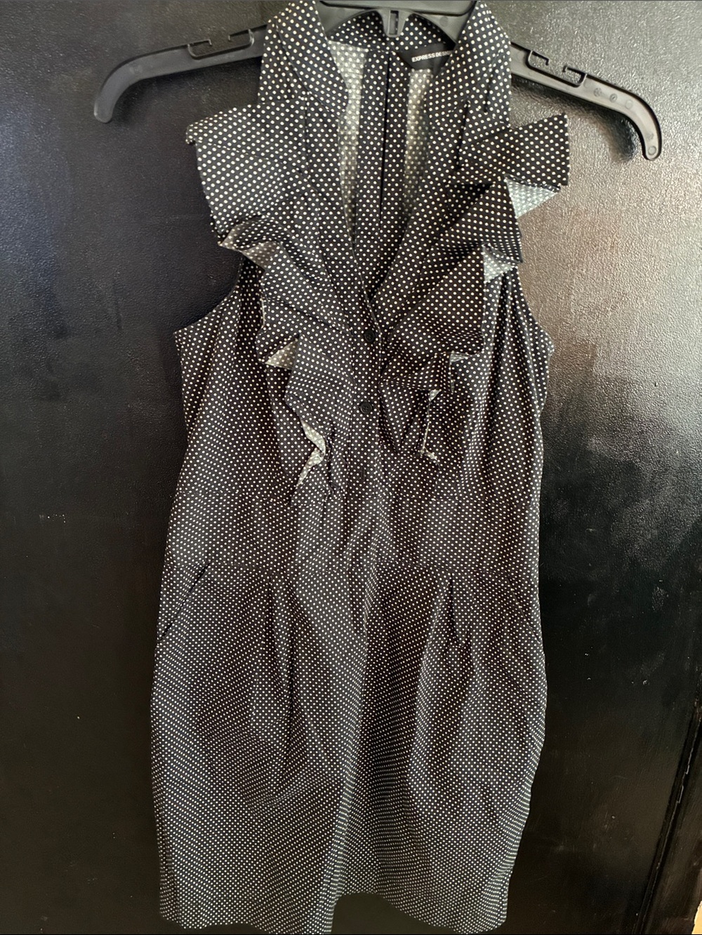 Express Black and White Polka Dot Ruffle Sleeveless Y2K 100% cotton 8
